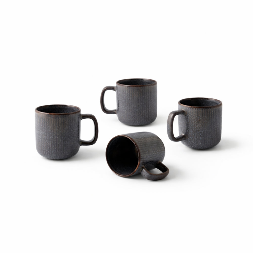 Lake House Collection Ceramic 4 Piece Mug Set - SLATE SPECKLE